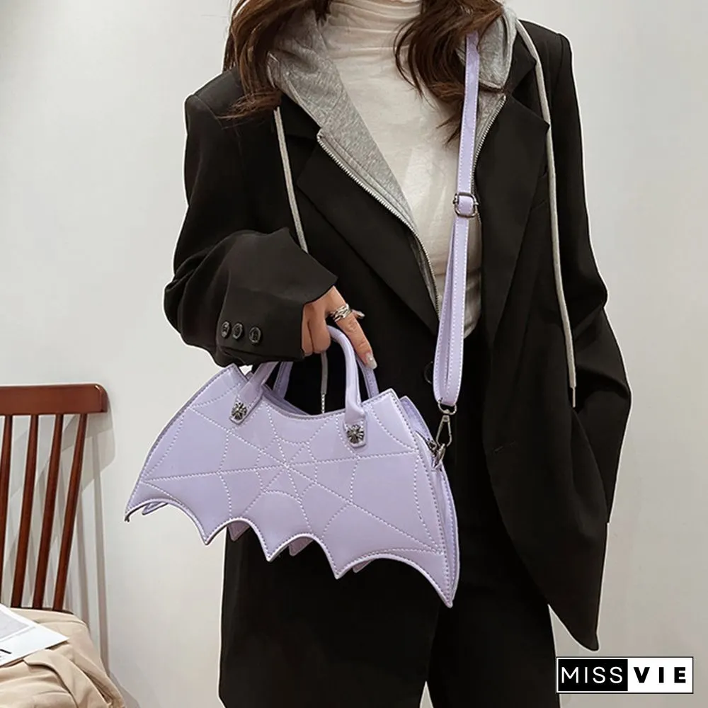 Spider Web Print Bat Irregular Crossbody Bag