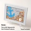 DIY Resin Beach Art Craft Kit with Frame, Resin Art Sea Glass Craft, Ocean Color Design, Materials for Adults Home Decor Desk Display, Ocean Themed DIY Kit Set and Creative Birthday Gift