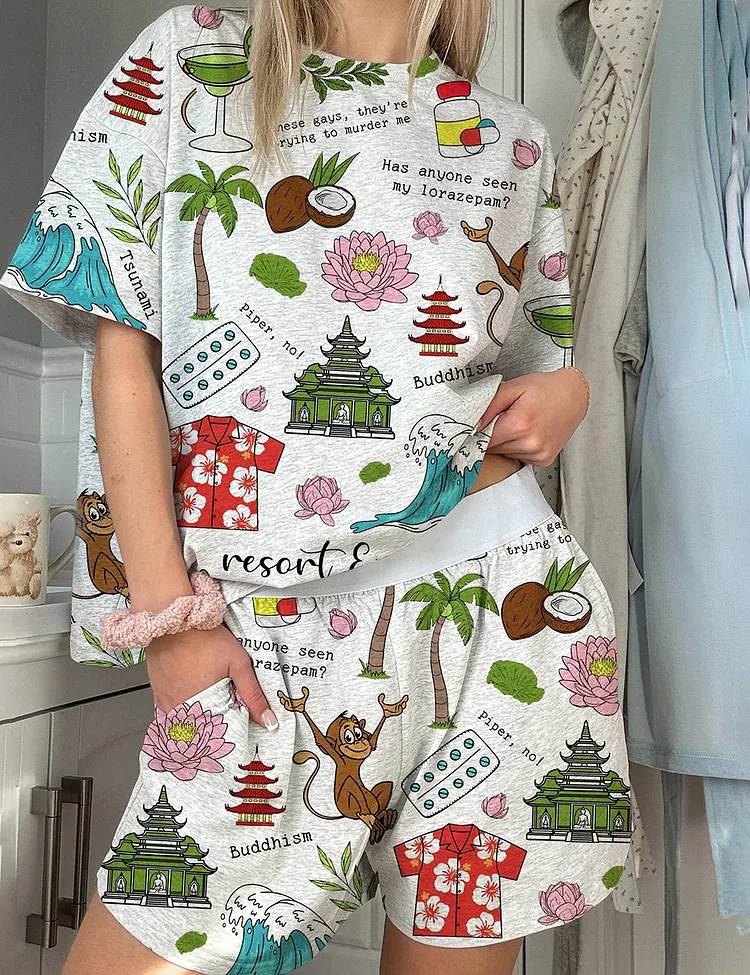 Women's White Lotus Resort & Spa Piper No Print Pajama Set