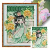 【SALE】Peony Girl-14CT Stamped Cross Stitch Egyptian Cotton 49*59cm/19.29*23.23in