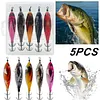 5Pcs Luminous Squid Jig Hook Fishing Lure Wood Shrimp Cuttlefish Hard Bait (002)