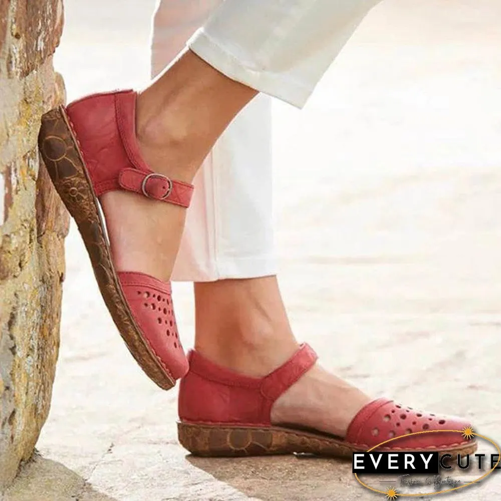 Women Summer Ladies Round Toe Hollow-Out Sandals