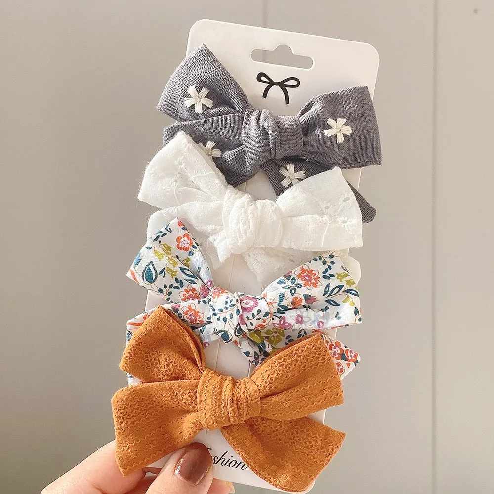 4Pcs/set 2021 New Leopard Print Hair Clips For Cute Girls BB Boutique Hairpins Bowknot Barrettes Headwear Kids Hair Acesssories
