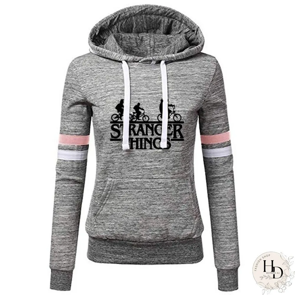 Stranger Things Printed Hoodies Teens Trendy Women Slim Fit Pullover Hooded Sweatshirts