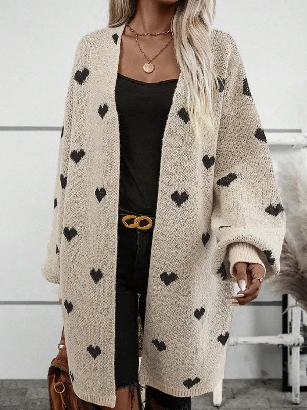 Nigikala Nigikala Love Knitted Shirt Fashion Casual Sweater Coat Woman