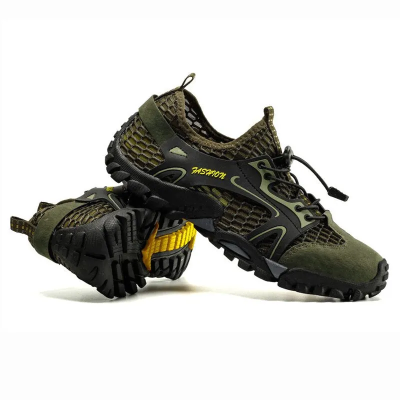 VEAMORS Outdoor Sneakers Non-slip Hiking Shoes For Men Women Walking Trekking Sneakers Unisex Breathable Mesh Upstream Shoes
