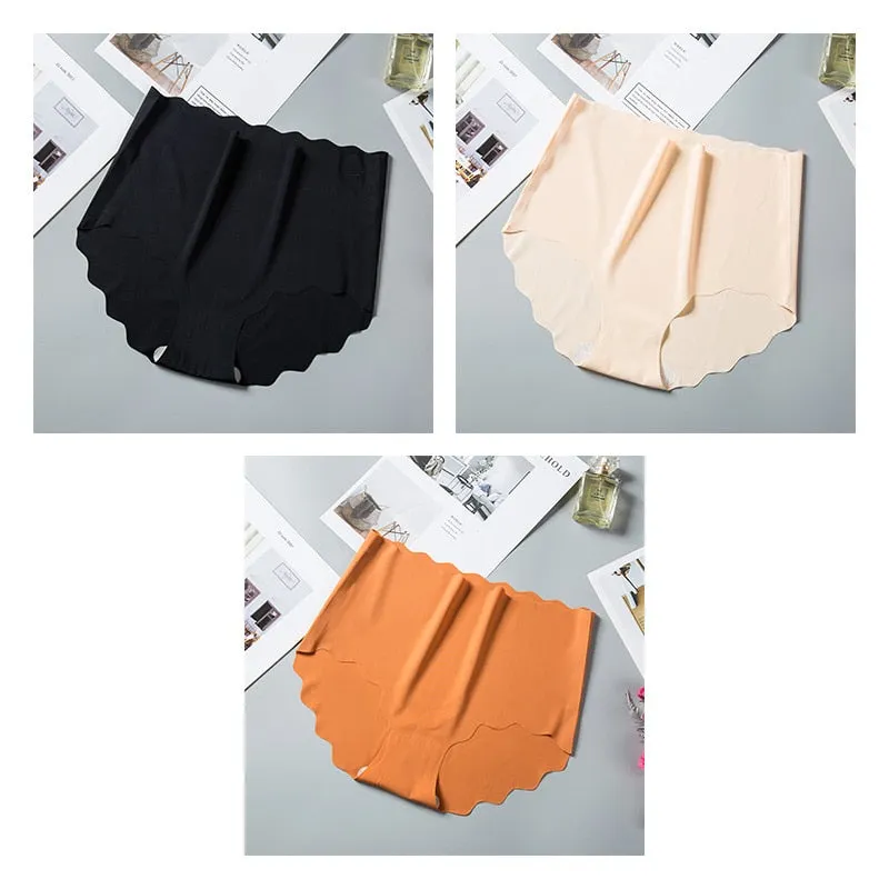 3pcs High Rise Seamless Panties For Woman Underwear Briefs Wave Solid Female Panties New Underwear Seamless Panties For Ladies