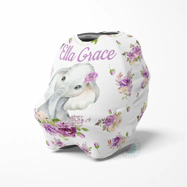 Personalized Baby Elephant Car Seat Canopy| Canopyl91