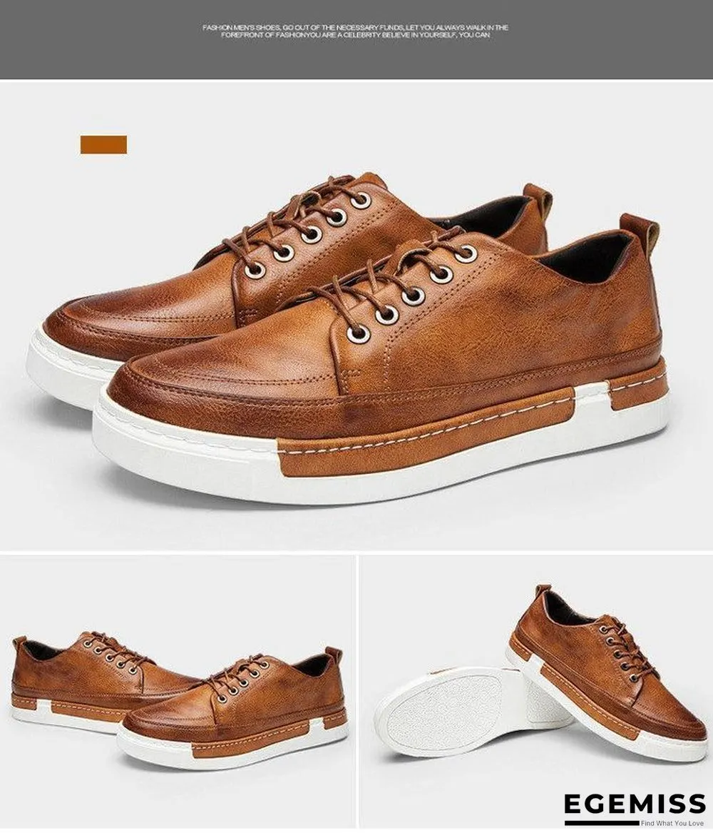 Casual Shoes Men Fashion Vintage Shoes Brown Brand Male Shoes Genuine Leather Men's Leisure Shoes | EGEMISS