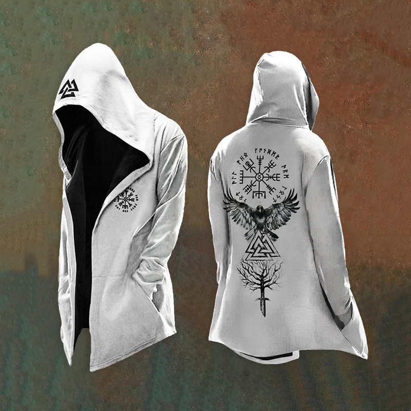 Men's Vikings Print Vintage Hooded Jacket