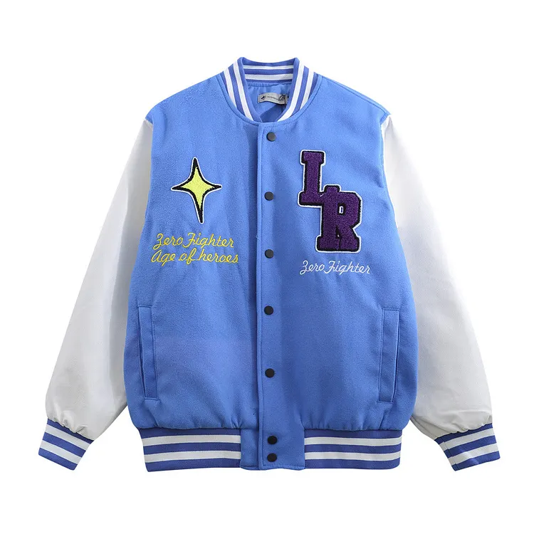 Letterman Jacket Outfit Senior Jackets Varsity Baseball Coat Character Embroidered Baseball Uniform Men's Trend Baggy Coat