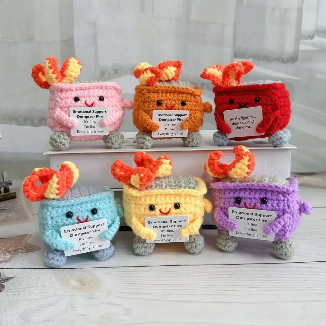 💖Handmade Crochet Dumpster Fire🎁Emotional Support Gift