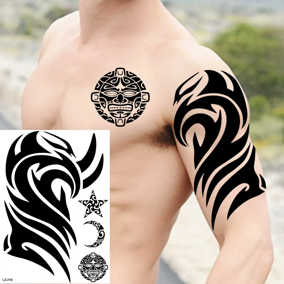 Large Lion Temporary Tattoos For Men Adults Realistic Totem Watercolor Tiger Fake Tattoo Sticker Chest Body Tatoos Waterproof