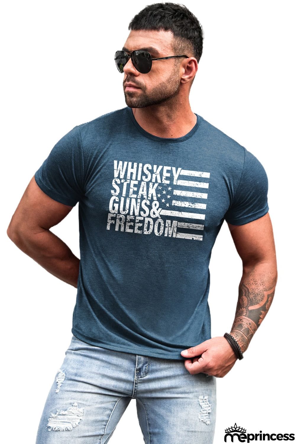 USA Flag Print Men's Tee