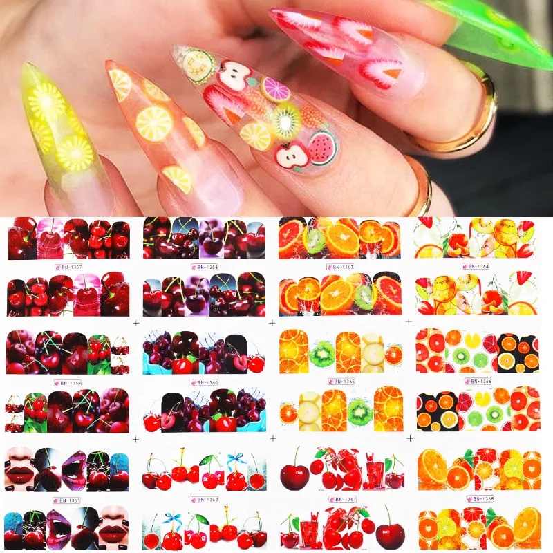 12Pcs Flower Leaf Geometric Lines Water Decals Spring Floral Butterfly Transfer Sliders Paper For Nails Decoration Manicures