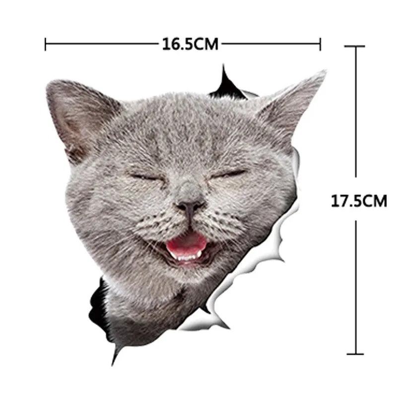 New Cat Dog 3D Wall Sticker Bathroom Toilet Kids Room Decoration Wall Decals Animal Sticker Refrigerator Waterproof Poster