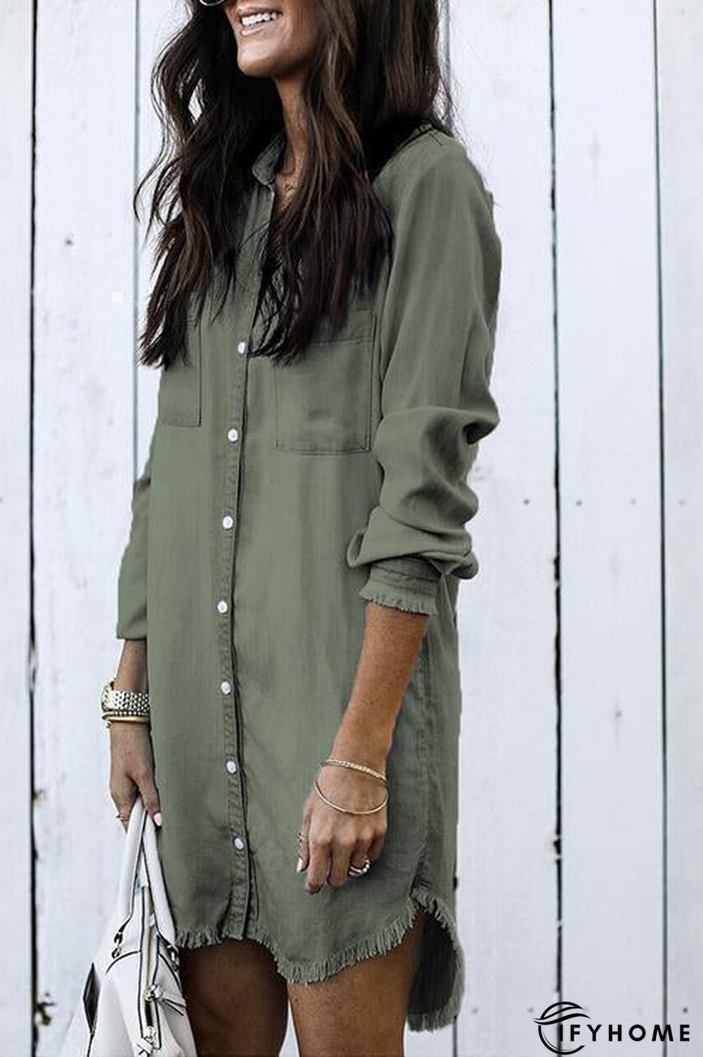 Denim Shirt Dress Overcoat | IFYHOME