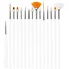 15Pcs  Professional Nail Art Painting Drawing Brush Pen (White)