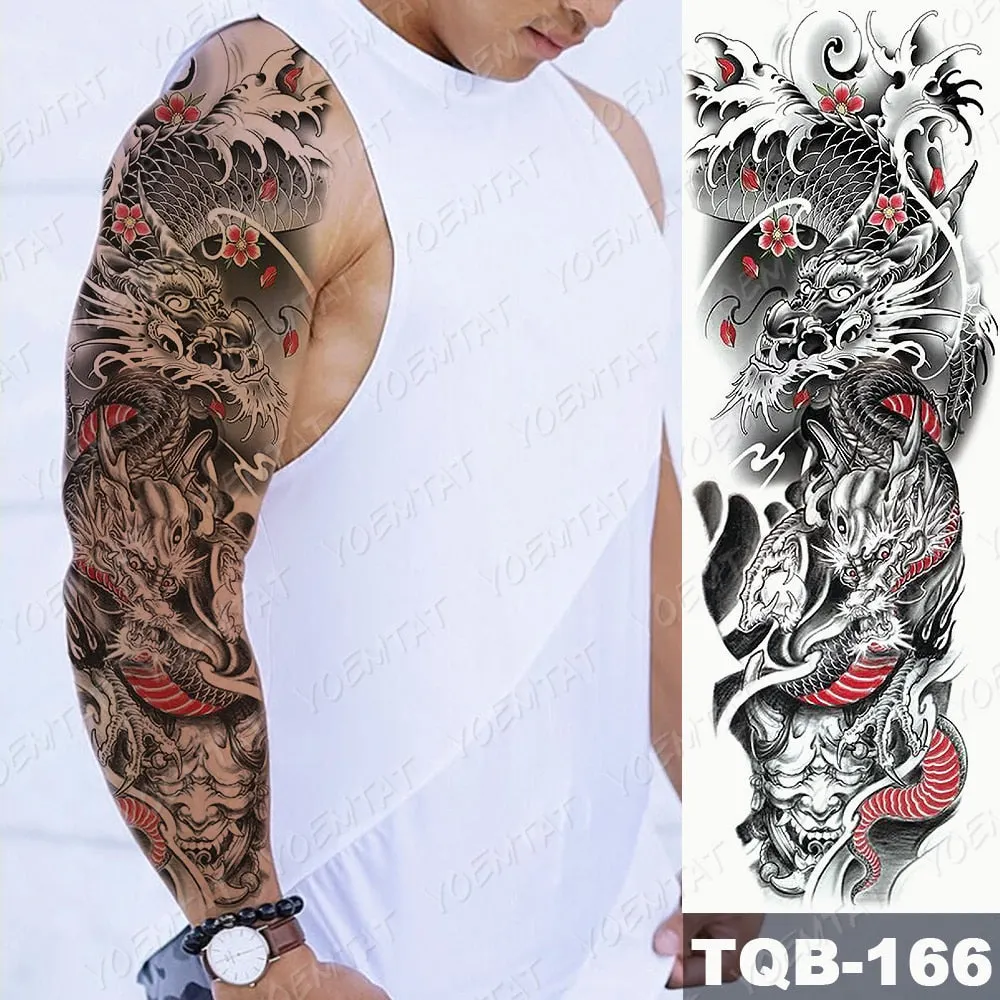 Large Arm Sleeve Tattoo Owl Angel Rose Waterproof Temporary Fake Tatoo Sticker Skull Fox Wings Men Women Full Totem Tatto Artes