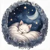 White Cat On The Moon - 11CT Stamped Cross Stitch - 50*50cm