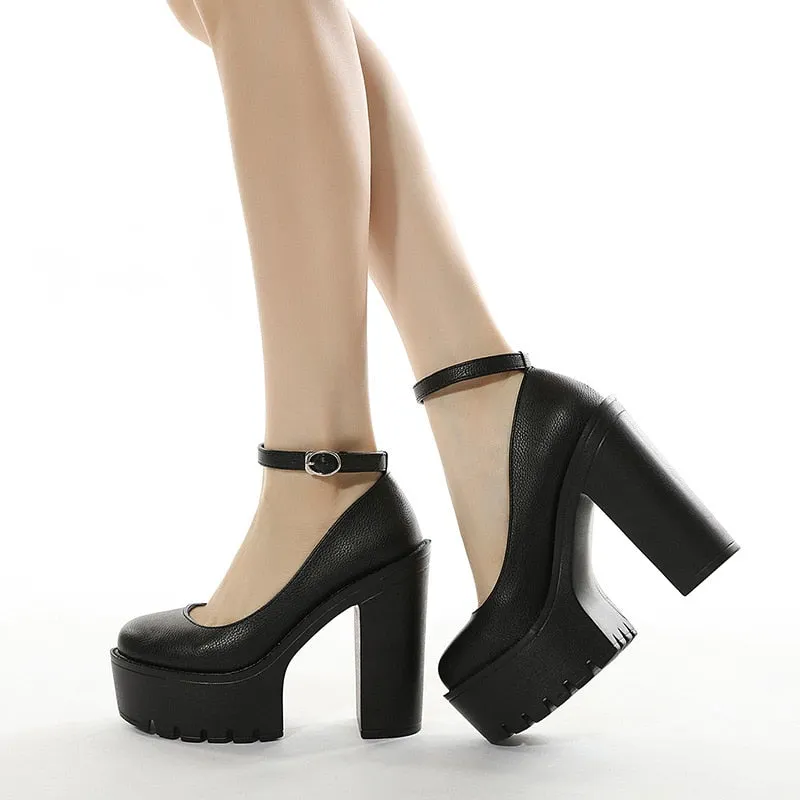  2022 New Spring And Autumn Leisure High Heels Sexy Stage Banquet Thick Heels Platform Black And White Size 35-42 Women's Shoes
