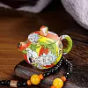 Windproof Pink Flame Blue And White Porcelain Handle Teapot Lighter Decompression Rotation