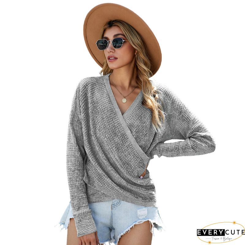 Fashion Sexy V Neck Cross Sweater