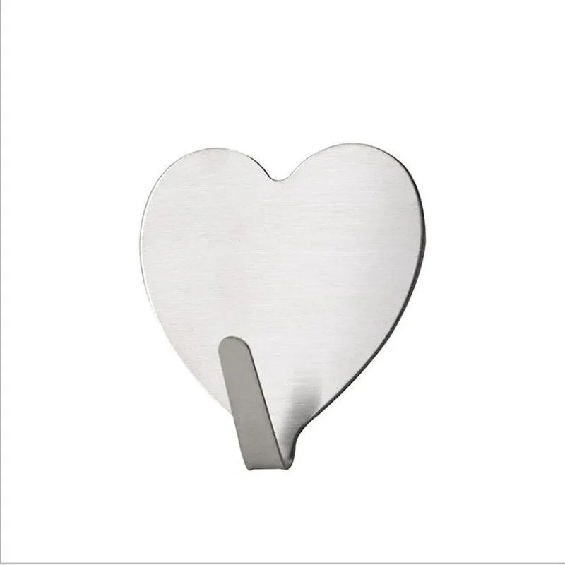 4pcs Love Heart Wall Hooks Clothes Towel Mask Hanger Stainless Steel Bathroom Kitchen Hook Door Keys Organizer Holder Home Decor