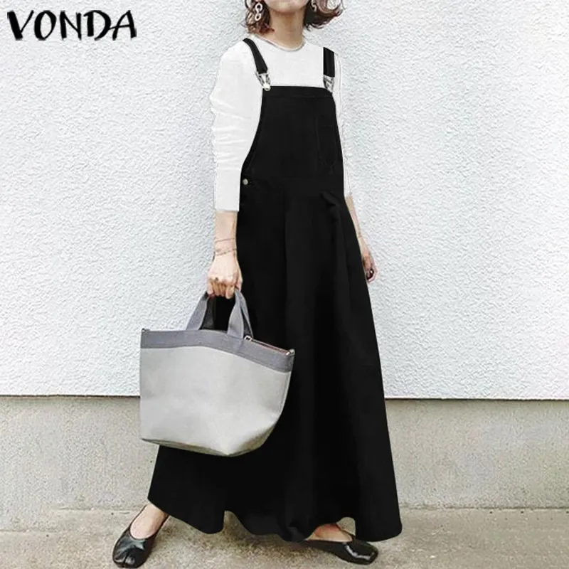 Uveng Uveng Ebaywish Women's Solid Color Casual Long Strap Dress