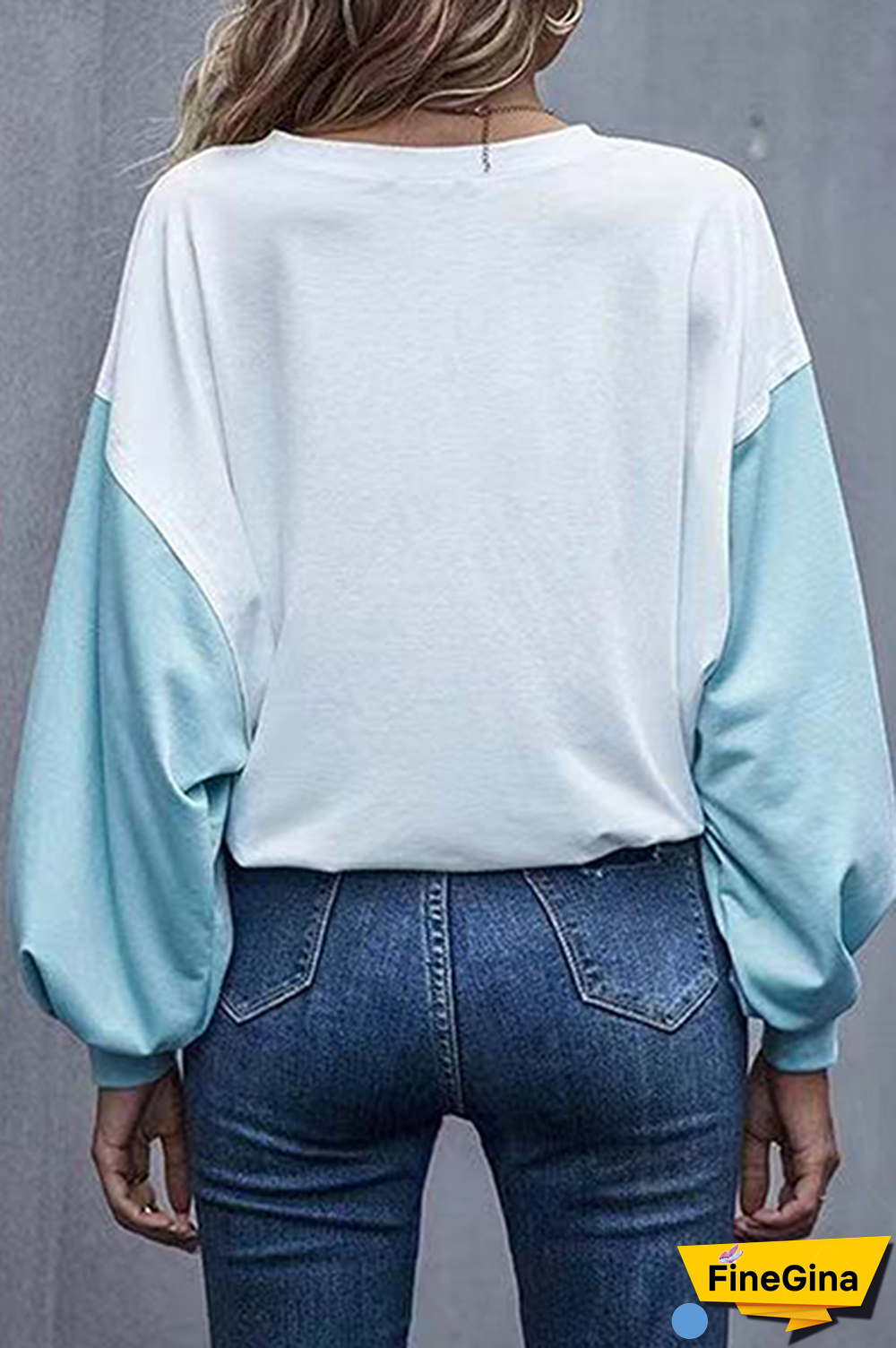 Casual Patchwork  Contrast O Neck Tops