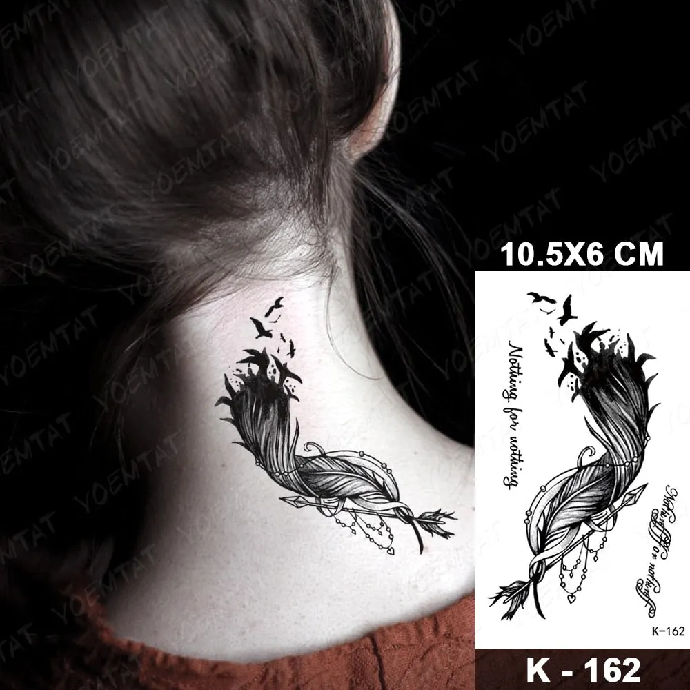 Waterproof Temporary Tattoo Sticker Black Point Line Sunflower Geometric Rose Flash Tatoo Fake Tatto For Body Art Women Men