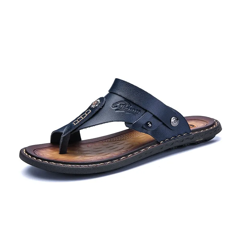 DUDELI Hot Sale Men'S Sandals Genuine Leather Men Summer Shoes Leisure Slippers Flip-Flops Men Comfortable Footwear Soft Sandal