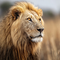 Lion's Majestic Gaze - Diamond Painting