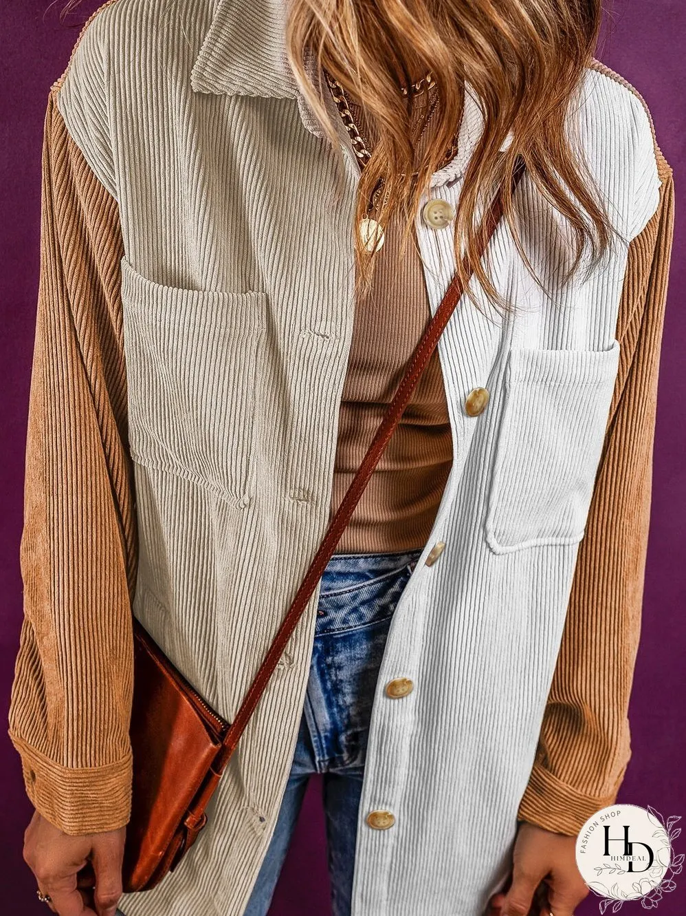 Summer Corduroy Colorblock Jacket