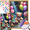 >SALE<5D DIY Full Round Drill Partial AB Diamond Painting Bear Kit 45x65cm