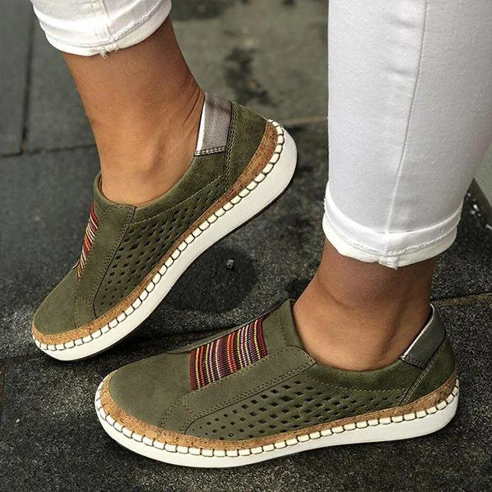 2022 Women Slip on Sneakers Shallow Loafers Vulcanized Shoes Breathable Hollow Out Casual Ladies Shoes Woman Plus Size Dropship 1103