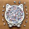 135-Piece Morandi-Colored Cat Shaped Wooden Jigsaw Puzzle