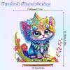 >SALE<Wooden Round Diamond Painting Desktop Diamond Art Table Decor (Kitten)