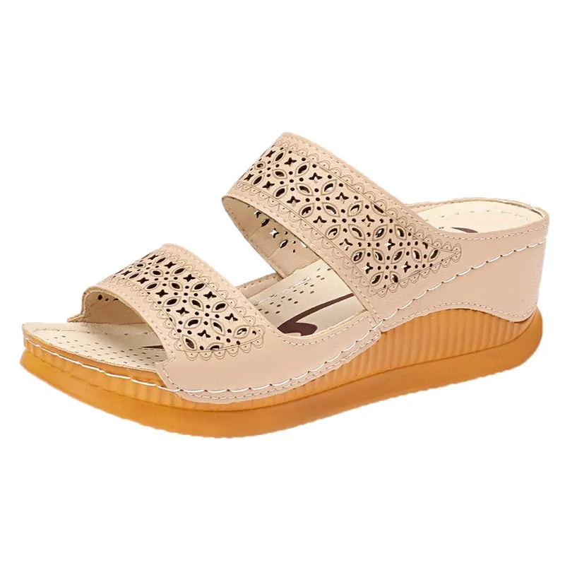 2022 Sandals Women Comfortable Open Toe Beach Sandals Women Shoes Outdoor Female Slippers Slip On Wedge Sandals Footwear Slides