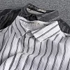 Casual Striped Washed Linen Breathable 3/4 Sleeve Vacation Shirt