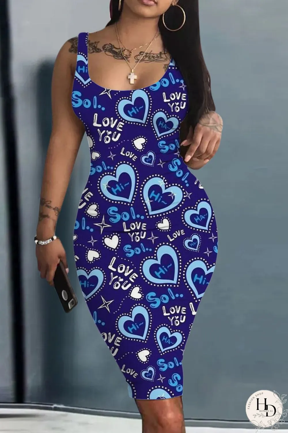 Light Brown Sexy Casual Print Basic U Neck Vest Dress Dresses