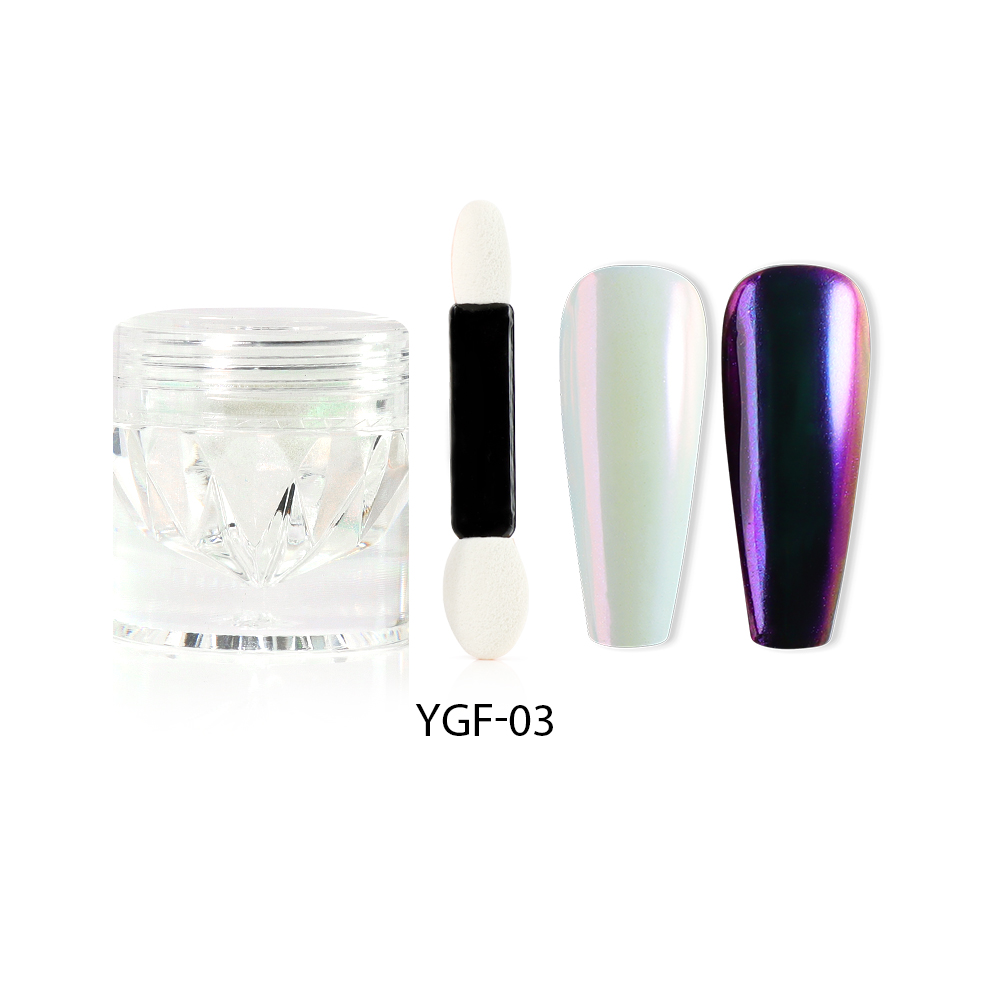 Moonstone Mirror Powder with Sponge Stick | High Light Nail Powder | YGF-02