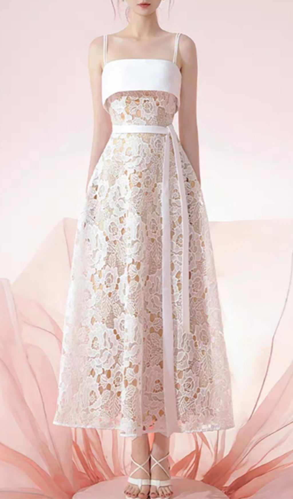 Ainara Embroidery Midi Dress Flowering Girl
