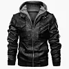 Men's Winter Thick Hooded Leather Jacket Coat