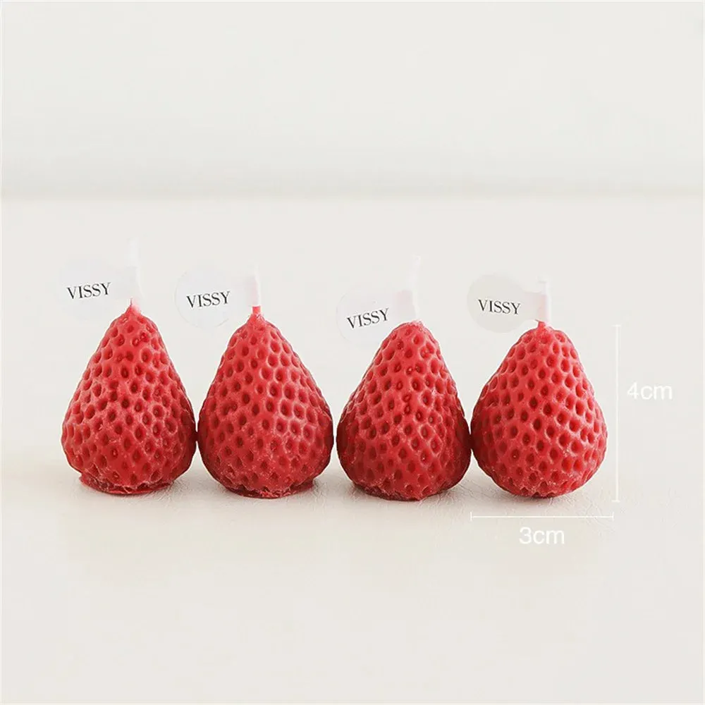 Athvotar 1/4Pcs Strawberry Candles Soy Wax Aromatherapy Scented Candles Cake Toppers for Birthday Party Baby Shower Home Decorations