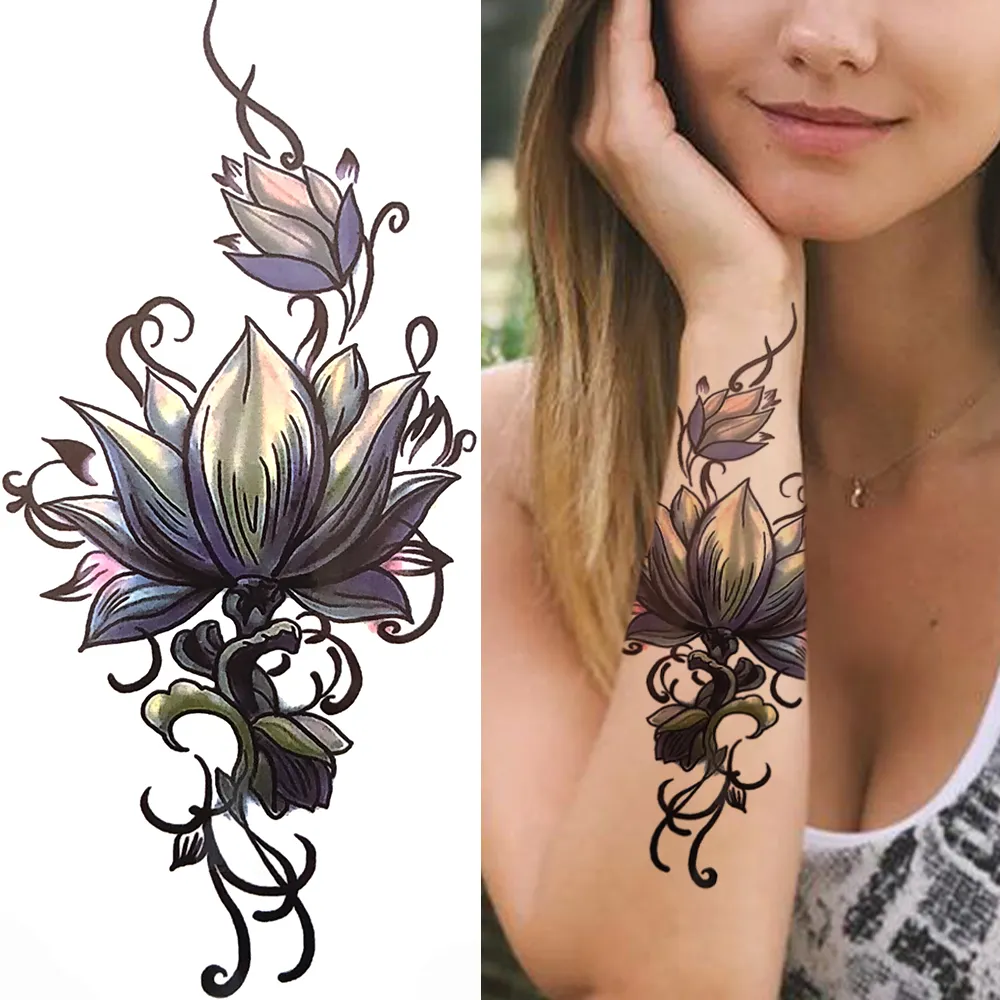 Sdrawing Clock Temporary Tattoo For Men Women Children Skeleton King Dragon Hourglass Black Tattoo Sticker Fake Snake Adults Tatoos