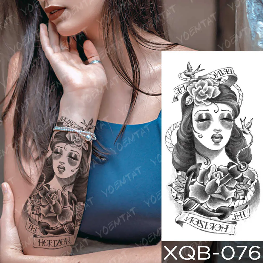 Sdrawing Sdrawing Temporary Sleeve Arm tattoo Sticker Lion Clock Tiger Gear Skeleton Rose tattoos Body Art Fake tatoo Men Women Black
