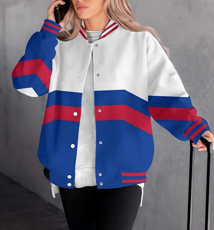 NFL Team Print Baseball Jacket 3D Digital Print Cardigan for Women