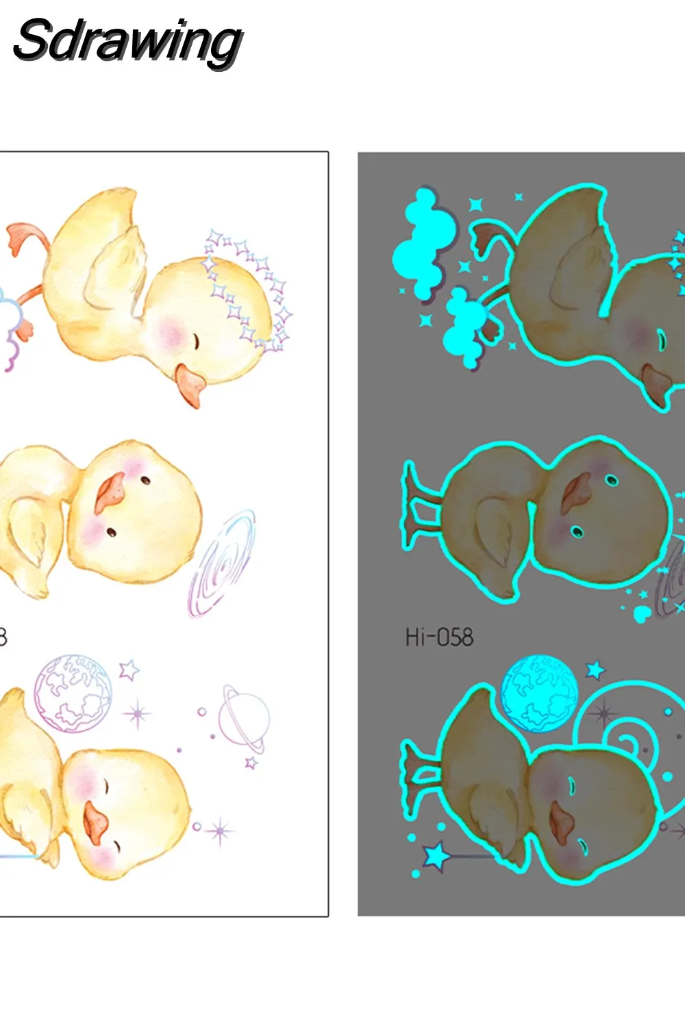 Sdrawing Temporary Tattoo Stickers Lovely Cat Star Rabbit panda Animal Festival Party Glowing Cool Face Tatoo for kid Women