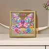 Flower Butterfly DIY Special Shape Double sided Print Clear Diamond Art Kit Wooden Framed Diamond Painting Kit(21.5x21.5cm)